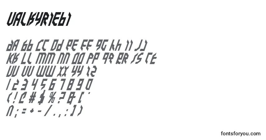 Czcionka Valkyriebi – alfabet, cyfry, specjalne znaki
