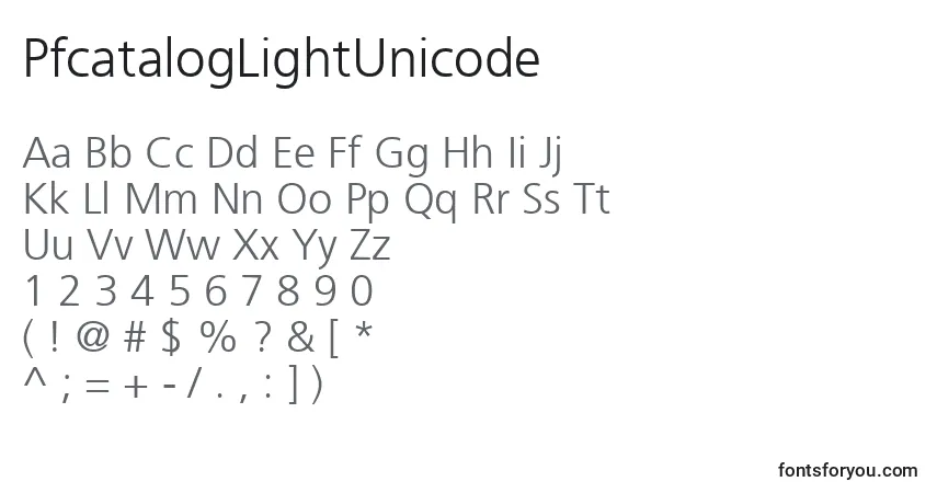 PfcatalogLightUnicode-fontti – aakkoset, numerot, erikoismerkit