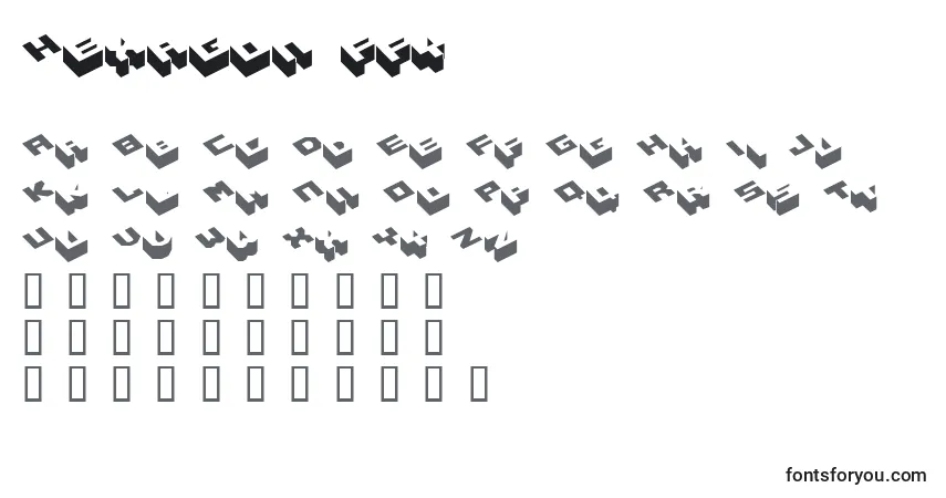 Schriftart Hexagon ffy – Alphabet, Zahlen, spezielle Symbole