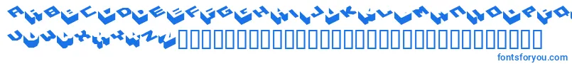 Hexagon ffy-Schriftart – Blaue Schriften auf weißem Hintergrund
