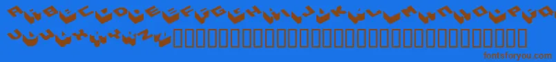 フォントHexagon ffy – 茶色の文字が青い背景にあります。
