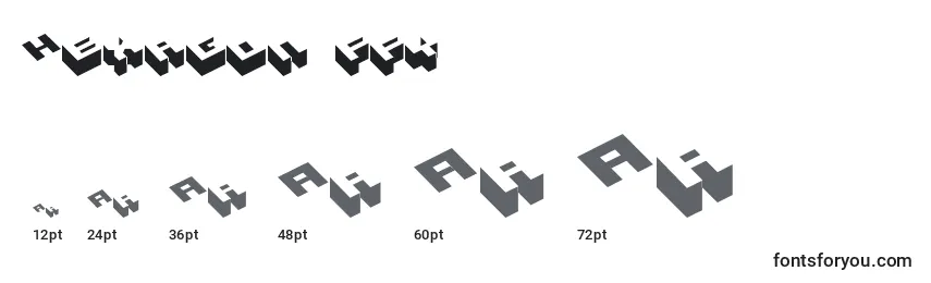 Größen der Schriftart Hexagon ffy