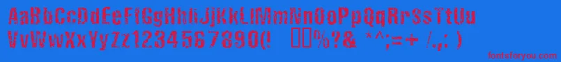 FistrorattedNormal Font – Red Fonts on Blue Background