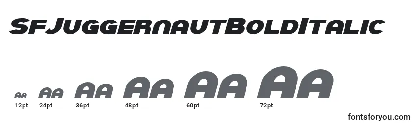 Размеры шрифта SfJuggernautBoldItalic