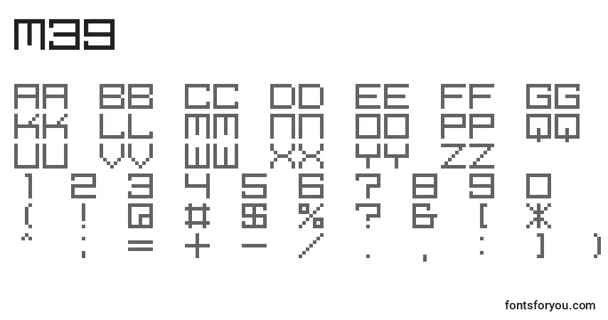 A fonte M39 – alfabeto, números, caracteres especiais