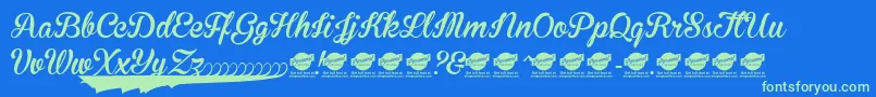 BrannbollNyPersonaluseonly Font – Green Fonts on Blue Background