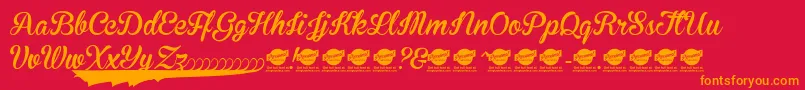 BrannbollNyPersonaluseonly Font – Orange Fonts on Red Background