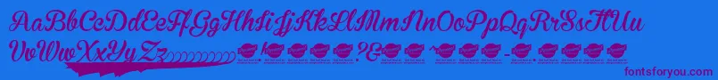 BrannbollNyPersonaluseonly Font – Purple Fonts on Blue Background