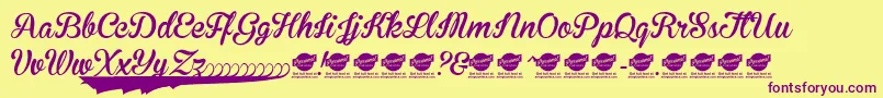 BrannbollNyPersonaluseonly Font – Purple Fonts on Yellow Background