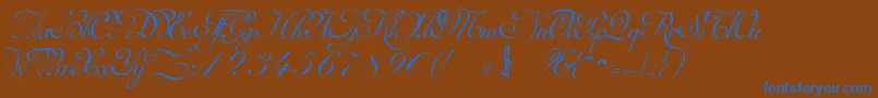 MirellaScriptLimitedFreeVersion-Schriftart – Blaue Schriften auf braunem Hintergrund