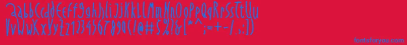 Prestowritten-Schriftart – Blaue Schriften auf rotem Hintergrund