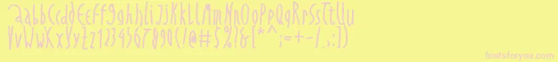 Prestowritten-fontti – vaaleanpunaiset fontit keltaisella taustalla
