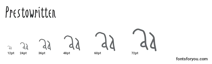 Размеры шрифта Prestowritten