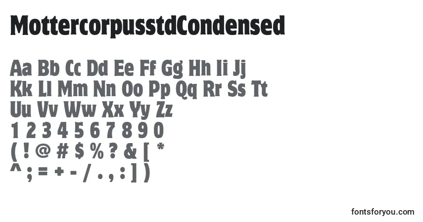 A fonte MottercorpusstdCondensed – alfabeto, números, caracteres especiais