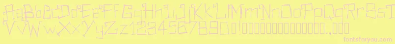 Pwrectangular-fontti – vaaleanpunaiset fontit keltaisella taustalla
