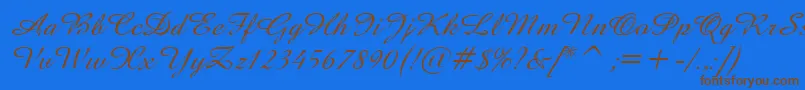 Fonte AmazeItalic – fontes marrons em um fundo azul