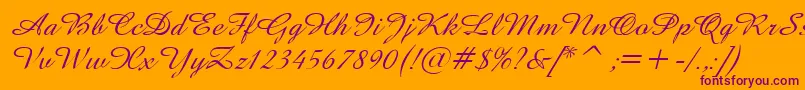 AmazeItalic-Schriftart – Violette Schriften auf orangefarbenem Hintergrund