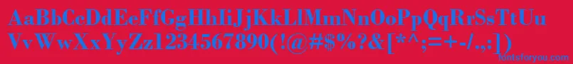 BodoniMtРџРѕР»СѓР¶РёСЂРЅС‹Р№-Schriftart – Blaue Schriften auf rotem Hintergrund