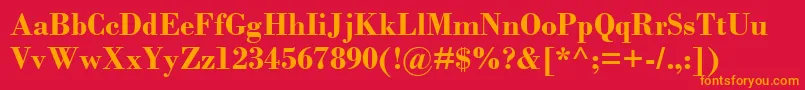 BodoniMtРџРѕР»СѓР¶РёСЂРЅС‹Р№-Schriftart – Orangefarbene Schriften auf rotem Hintergrund