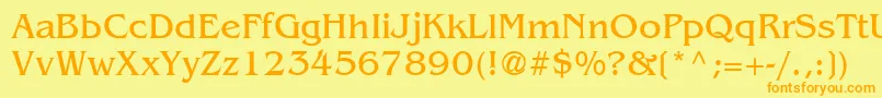 Benguiat-Schriftart – Orangefarbene Schriften auf gelbem Hintergrund