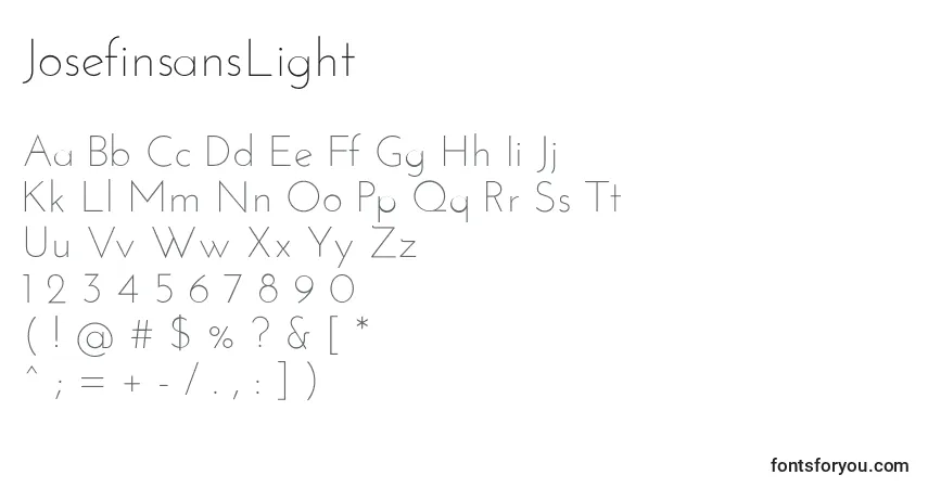 A fonte JosefinsansLight – alfabeto, números, caracteres especiais