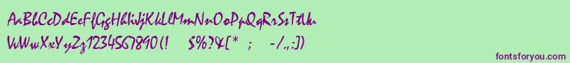 MistralNormal-Schriftart – Violette Schriften auf grünem Hintergrund