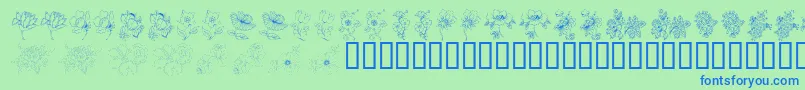 KrFloralColorMe2 Font – Blue Fonts on Green Background