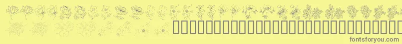 KrFloralColorMe2 Font – Gray Fonts on Yellow Background