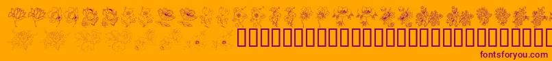 KrFloralColorMe2-Schriftart – Violette Schriften auf orangefarbenem Hintergrund