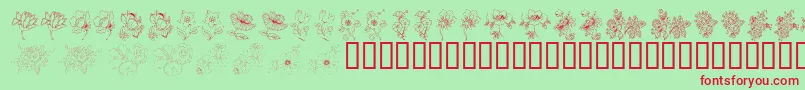 フォントKrFloralColorMe2 – 赤い文字の緑の背景