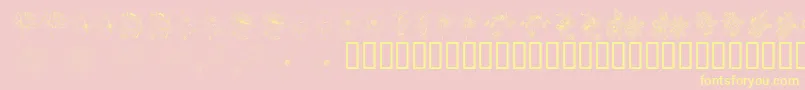 KrFloralColorMe2 Font – Yellow Fonts on Pink Background