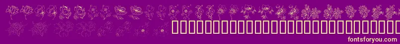 KrFloralColorMe2 Font – Yellow Fonts on Purple Background