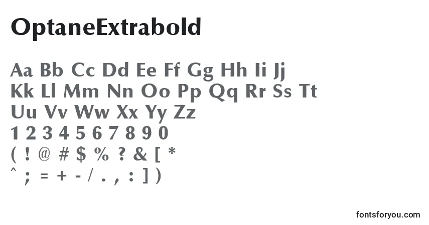 A fonte OptaneExtrabold – alfabeto, números, caracteres especiais