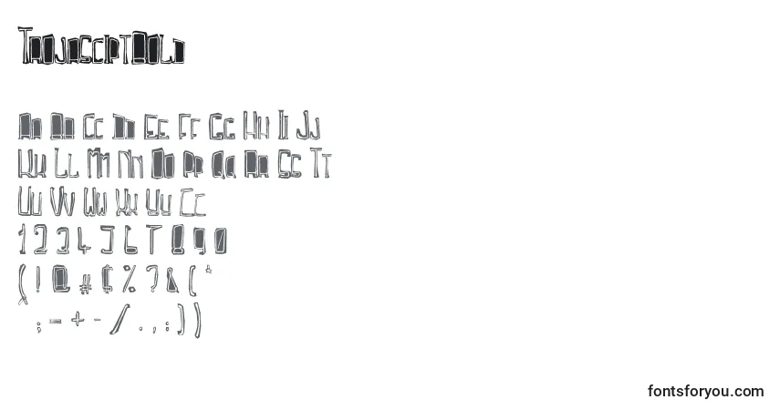 TrojasciptBoldフォント–アルファベット、数字、特殊文字