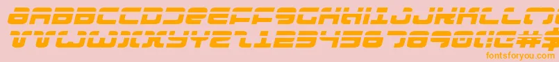 フォントExedorelexpi – オレンジの文字がピンクの背景にあります。