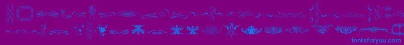 Więcej informacji o czcionce CornucopiaOfOrnaments Czcionka CornucopiaOfOrnaments – niebieskie czcionki na fioletowym tle