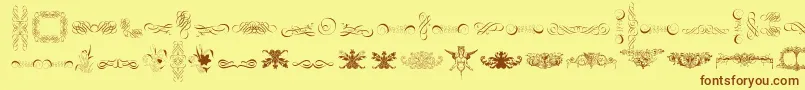 CornucopiaOfOrnaments-Schriftart – Braune Schriften auf gelbem Hintergrund
