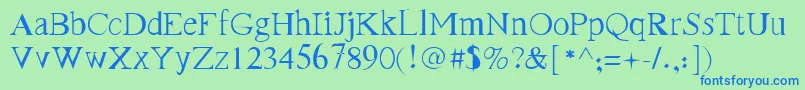 FrankRegular Font – Blue Fonts on Green Background