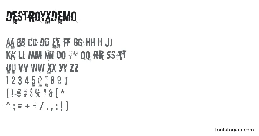 Шрифт DestroyXDemo – алфавит, цифры, специальные символы
