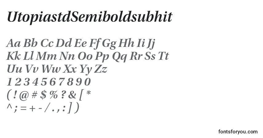 A fonte UtopiastdSemiboldsubhit – alfabeto, números, caracteres especiais