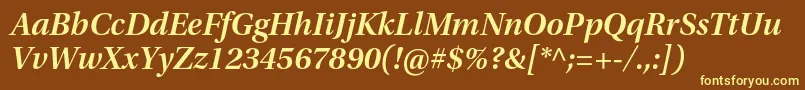 UtopiastdSemiboldsubhit-Schriftart – Gelbe Schriften auf braunem Hintergrund