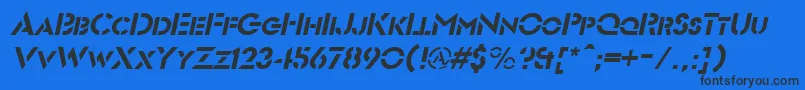 Fonte FuturiststencilItalic – fontes pretas em um fundo azul