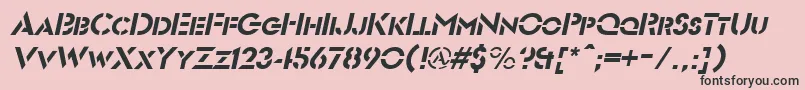 Fonte FuturiststencilItalic – fontes pretas em um fundo rosa