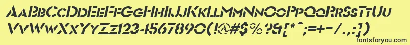 Fonte FuturiststencilItalic – fontes pretas em um fundo amarelo