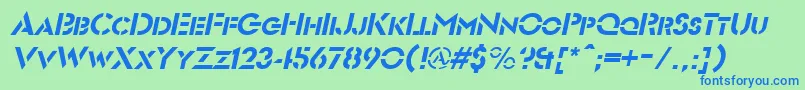 フォントFuturiststencilItalic – 青い文字は緑の背景です。