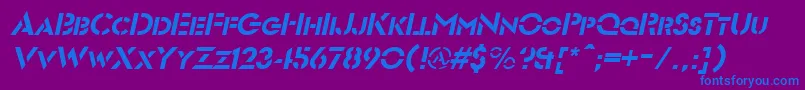 Czcionka FuturiststencilItalic – niebieskie czcionki na fioletowym tle