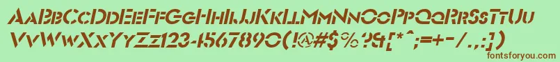 Fonte FuturiststencilItalic – fontes marrons em um fundo verde