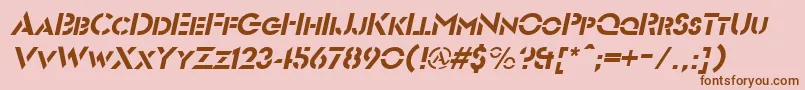 Fonte FuturiststencilItalic – fontes marrons em um fundo rosa
