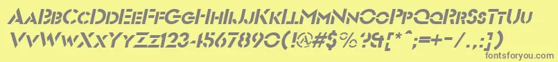 Fonte FuturiststencilItalic – fontes cinzas em um fundo amarelo