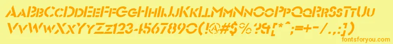FuturiststencilItalic Font – Orange Fonts on Yellow Background